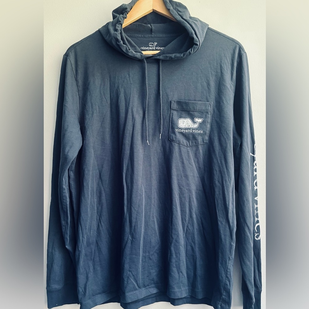 VINEYARD VINES mens small dark blue / grey long sleeve hooded top